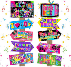 20 Pieces 80S Party Decorations Back to the 80S Neon Retro Sign for Adults Disco