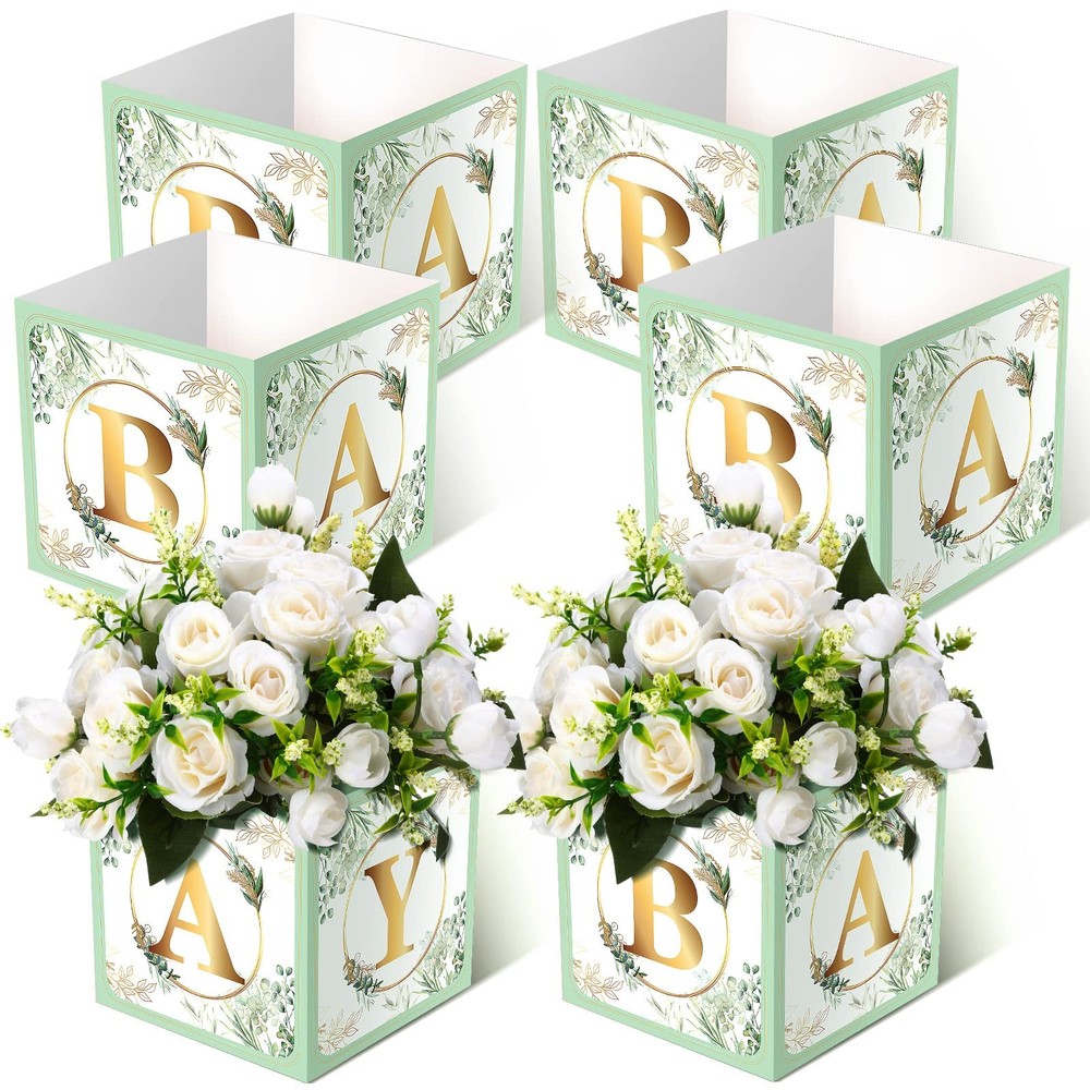 Baby Shower Decoration Boxes 6PCS Rustic Party Display Blocks