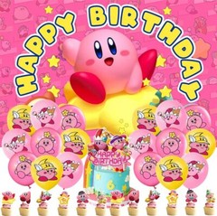 Kirby Party Supplies Birthday Decoration Set Balloons Cake Toppers Banner Girls