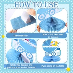 12 PCS Its A Boy Baby Shower Honeycomb Centerpieces Blue Party Table Decor
