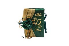 5PC Emerald Green Quinceanera Mis 15 Set Kneeling Pillow Guest Book Album Bible