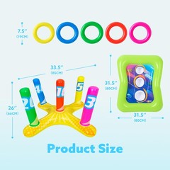 2 Sets Inflatable Pool Toss Game Combo Set Includes Ring Toss & Corn-Toss Gam…