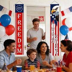 4-Piece Patriotic Flag Banners – Perfect for 250th Independence Day Celebration