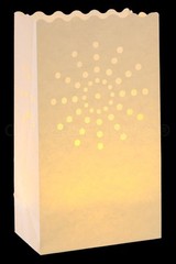 CleverDelights White Luminary Bags – 20 Count – Sunburst Design – Wedding Party