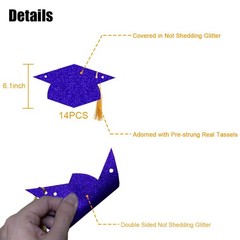 Graduation Decorations Class of 2026 Glitter Pre-Strung 9.84ft, Multi Color