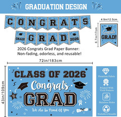 Class of 2026 Graduation Party Decor Set Banner Backdrop Balloons Porch Sign