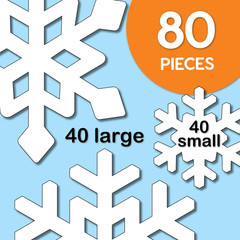 80 Pieces Snowflake Paper Cutouts with IDEA Guide, 2-Sided US Made Card Stock Pu