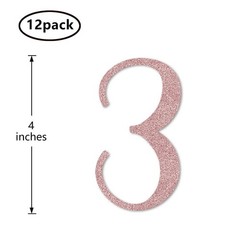 3rd Birthday Centerpiece Sticks Number 3 Table Topper Rose Gold Glitter 12 PCS
