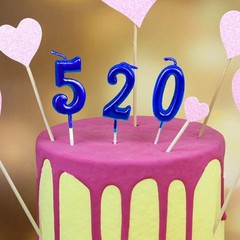 Blue Birthday Candles 5 Candle 5th Five Years Cake Bady Roman Number 5,