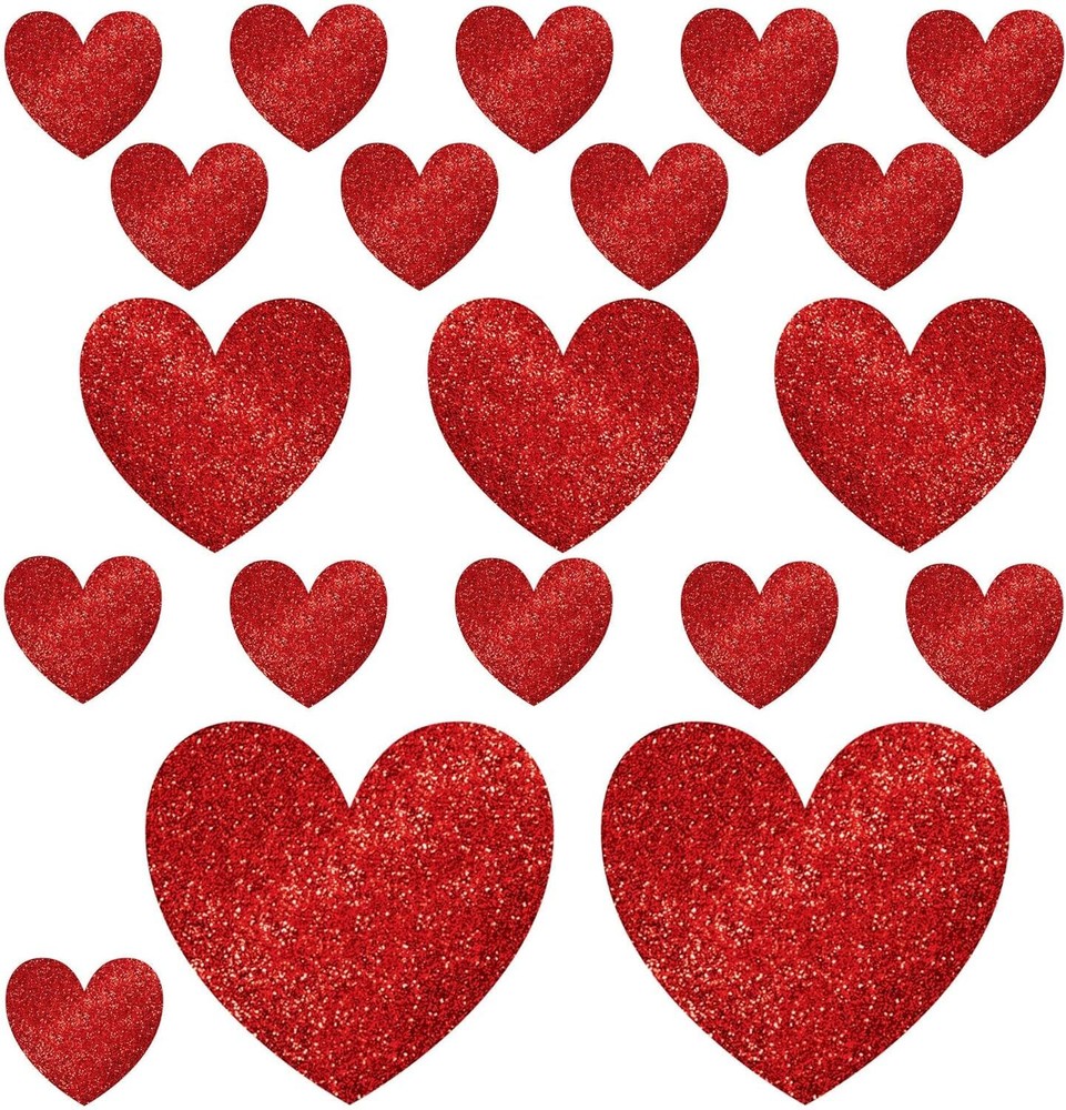 Glitter Paper Hearts Valentine’s Day Holiday Theme Party Decoration Cutouts