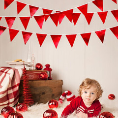Red Party Decorations Triangle Pennant Banner Flag Dark Red Metallic Fabric Bunt