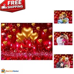 Elegant 7x5ft Valentine’s Day Backdrop Featuring Hearts and Balloons for Parties