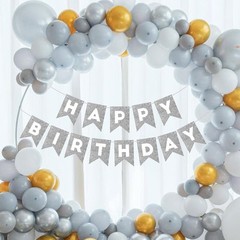 Silver Glitter Happy Birthday Banner Sign for Backdrop