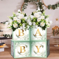 Baby Shower Decoration Boxes 6PCS Rustic Party Display Blocks