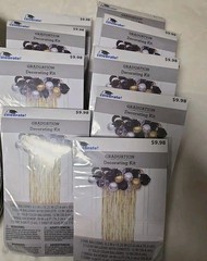 Grad Party Decor Bundle, Black And Gold, Plates, Balloon Kits, Card Box