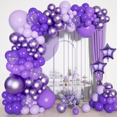 Purple Balloons Arch Garland Kit, Different Sizes Dark Light Purple Latex Metall
