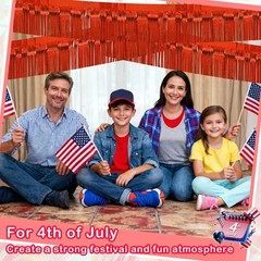 4 Pack Each 10Ft Foil Fringe Garland Parade Floats for 10 feet, Glitter Red