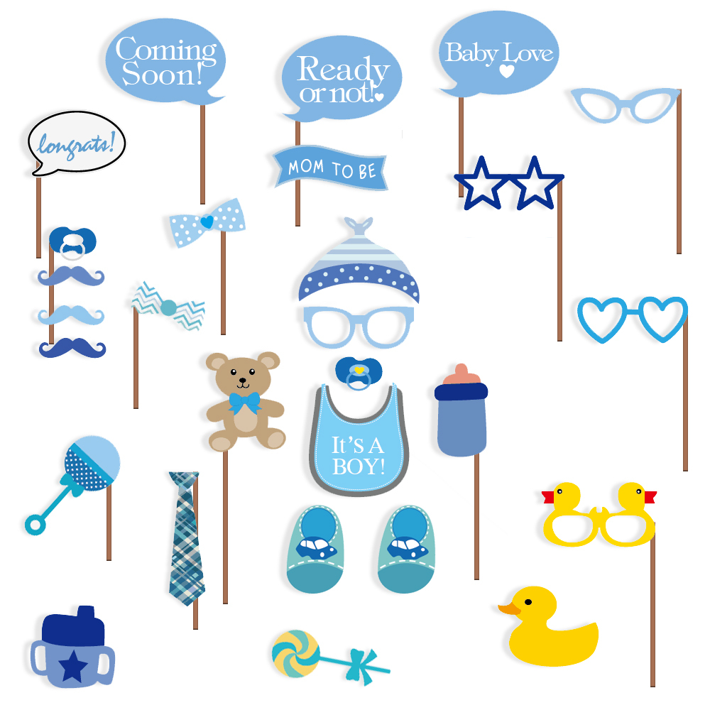 Baby Shower Photo Booth Props, Its a Boy Baby Decorations 29pcs, NO NEED DIY, US