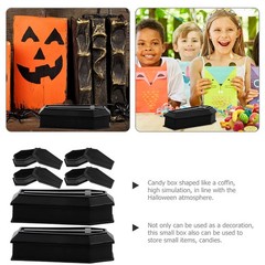 6 Pcs Plastic Miniature Coffin Boxes Halloween Candy Treat Boxes Lid