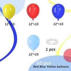 Red Blue Yellow Balloons, 60pcs 12 Inches Blue Royal Blue Red Yellow Balloons…