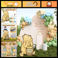 Neutral Winnie Bear Baby Shower & Birthday Decorations – Large Cutout Prop, Ball