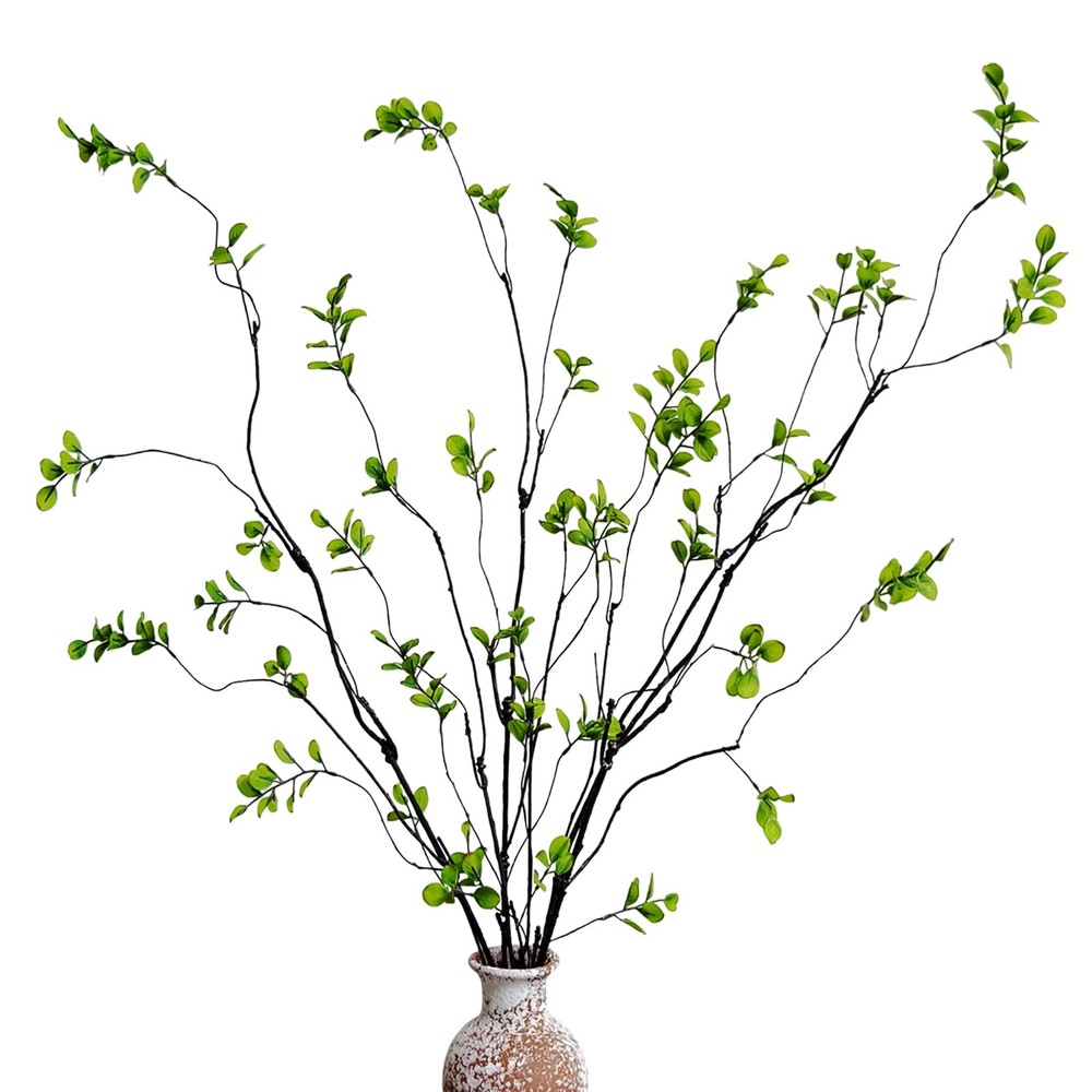 Cherica 4 Pcs Artificial Ficus Branches Faux Eucalyptus Stems, 4 Pcs, Green