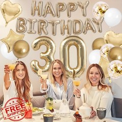 Wclliuchi Light Gold 30th Birthday Balloons Number Star