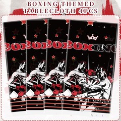 4 Piece Boxing Party Tablecloth Supplies, Boxing Rectangle Tablecloth, Boxing…
