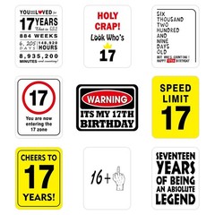 17th Birthday Party Decorations – 9PCS Wall Signs Funny Tags for Teenagers 17…