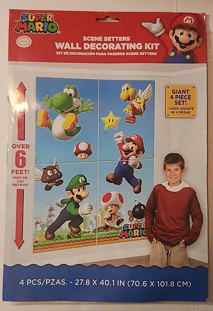 Scene Setters Wall Decorating Kit Super Mario Nintendo Birthday