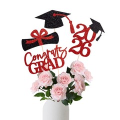 16 PCS Red Black Double Sided Class Of 2026 Graduation Table Centerpieces
