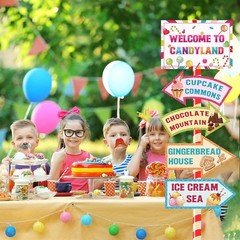 Candy Themed Party Supplies 20 Pcs, Directional Signs for Kids Girls