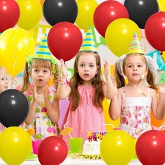 Red Black Yellow Balloon, Black with Printed Balloons, 50pcs 50 count Cartoon