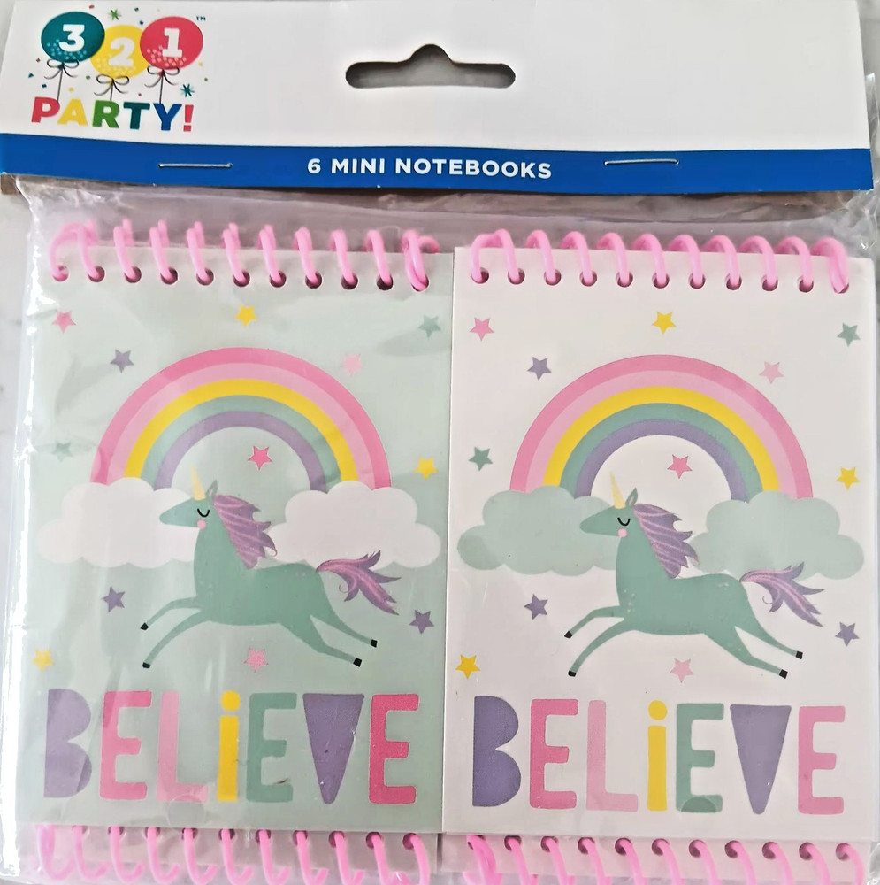 Party Favors 6 Pks Mini Notebooks Unicorn, Believe NEW IN PACKAGE