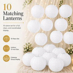 12 Inch White round Paper Lanterns (10 Pack)