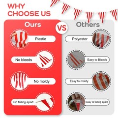 100ft Red And White Striped Pennant Banner Carnival Circus Theme Party Decoratio