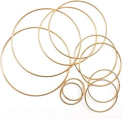 Dream Catcher Rings, 10PCS Wreath Macrame Rings Gold Metal Floral Hoops for