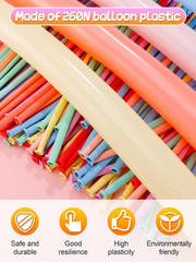 100 Pcs 260Q Balloons Kit with Pump – Kids Premium Latex Twisting Long Balloons