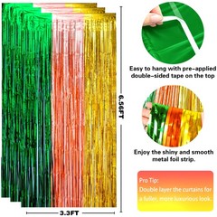 Luau Party Decorations – Tropical Streamers Backdrop Banner | Green Gold Rose