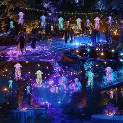Jellyfish Decor – 10 Pcs Light Up Jellyfish Lanterns, Hanging Jelly Multicolor