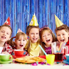 4 PCS Blue Foil Fringe Backdrop Curtains Tinsel Streamers Birthday Party Decor