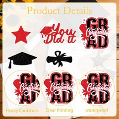Glitter Red Black Graduation Confetti Congrats Grad Cap Stars Decor 200 PCS
