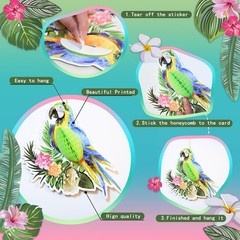 Tropical Birds Honeycomb Cutouts – 6 Parrot Decorations for Luau, Beach, Jungle