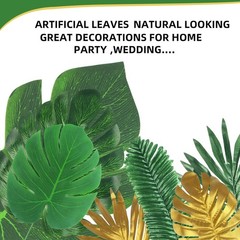 72 Pieces 10 Kinds Artificial Palm Leaves Golden Tropical 72pcs Gold