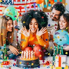 Multicolor Happy Birthday Glitter Metallic Foil Table Scatter Confetti 3000 PCS
