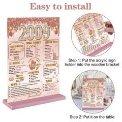 16th Birthday Party Supplies, Two Sided Wood Sign, Pink Rose Gold