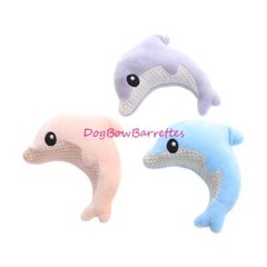 DogBowBarrettes 4.33″ dolphin plush party favor decor stuffed squeaky dog toy