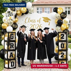 Graduation Decorations Class of 2026-Black and White Graduation Party Decoration