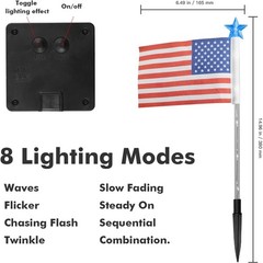 8-Mode Solar American Flag Lights – Perfect Outdoor Decoration for Memorial Day