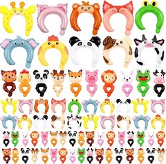 200 Pcs Inflatable Animal Party Set with Headbands & Balloons for Kids Fun